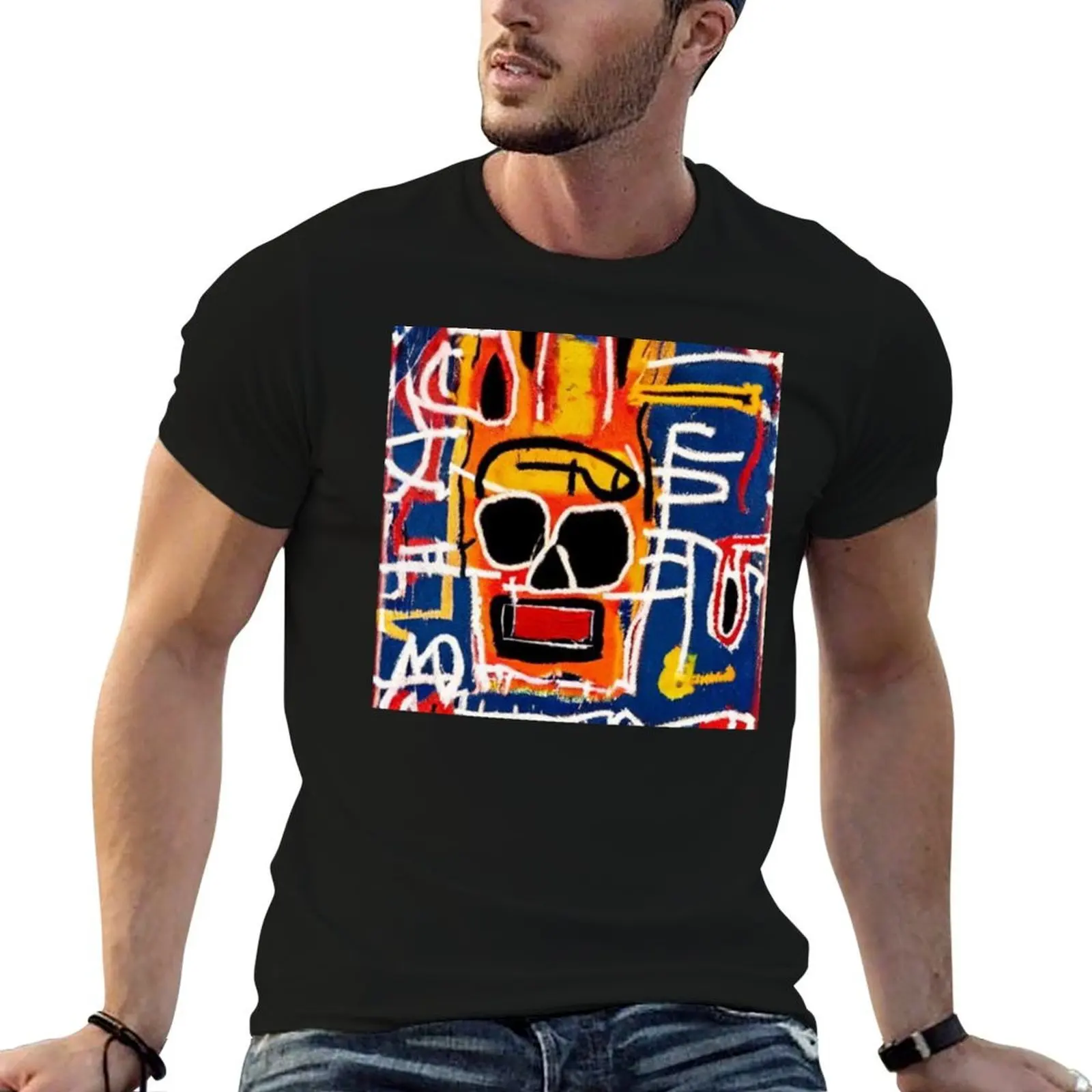 Flame Skull Graffiti Art T-Shirt man t shirt funny gifts plain white t shirts men