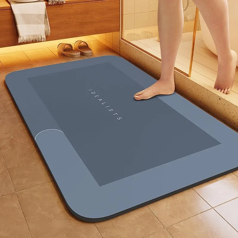 Badematte mit Kieselgur-Erde, super saugfähig, rutschfest, schnell trocknend, weiche Bodenmatte für Badezimmer, Dusche, Wäscherei, Schlafzimmer, Küche, Wohnmobil