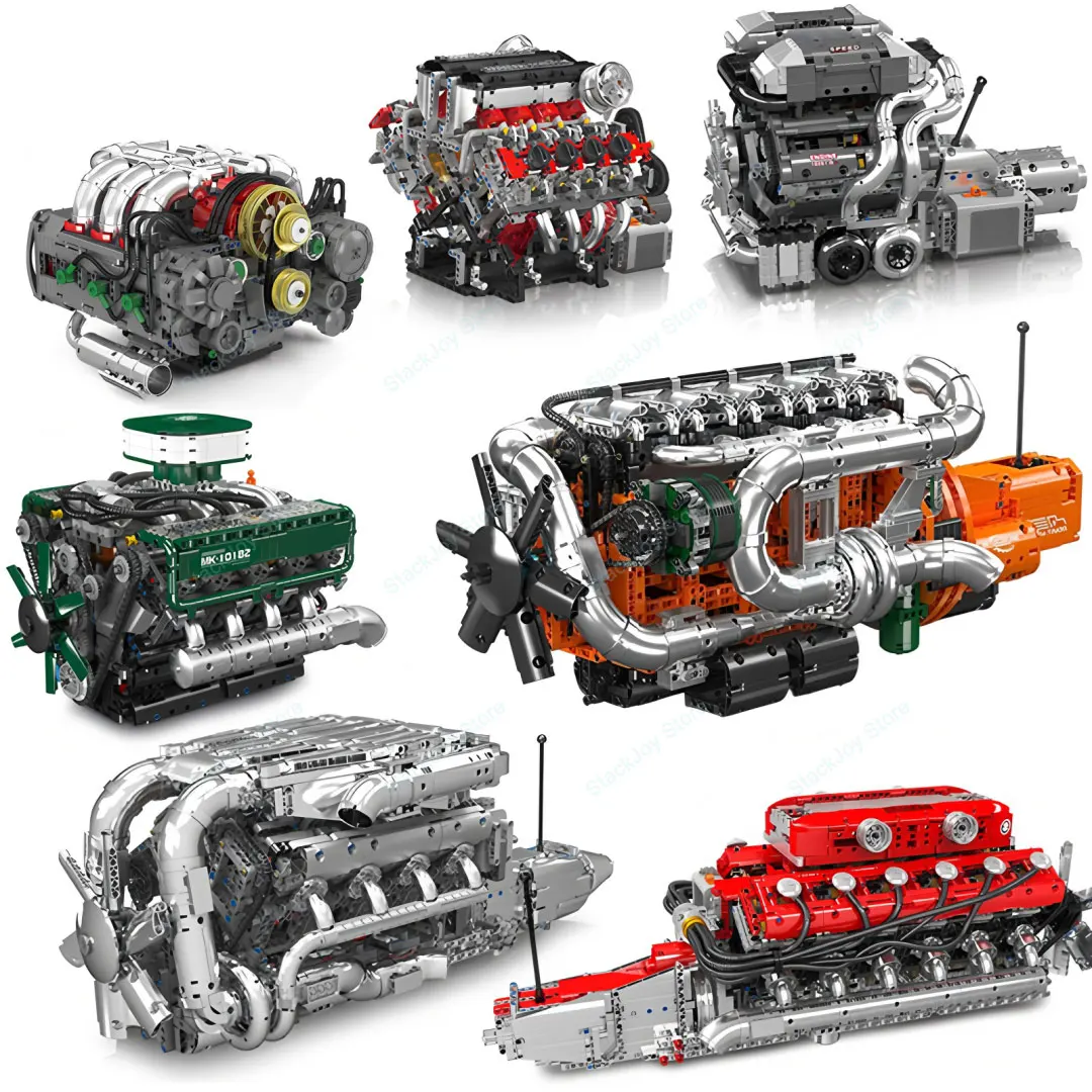 

Mould King V8 V12 W16 Supercar Truck Engine Building Kit Realistic Model Simulation Piston Electric Motor Gearbox For Engineers