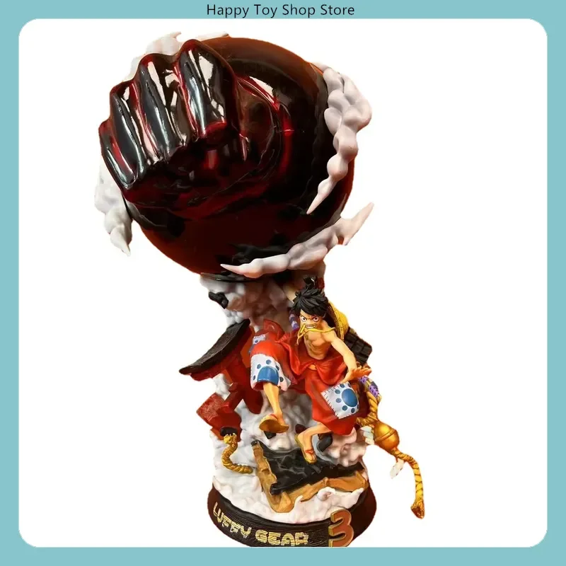 

One Piece Luffy F3 Anime Action Figure 40 Cm Kimono Large Fist GK Statue Boys Collection Desktop Decoration Ornament Toys Gifts