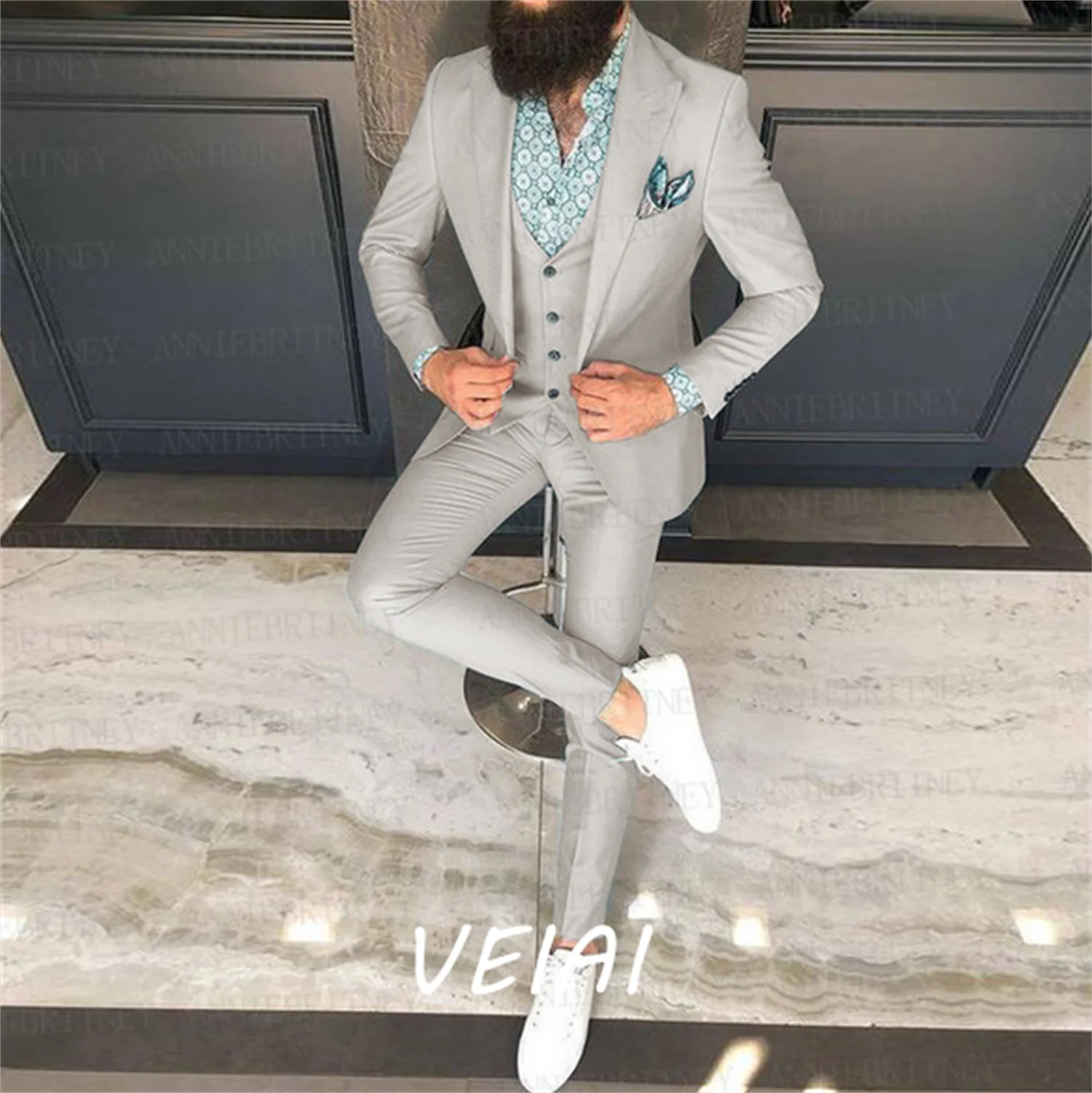 맞춤 슬림핏 정장 3피스, 오버사이즈 남성 블레이저 드레스, 신랑/웨딩 정장, 2022 패션 턱시도 재킷 베스트