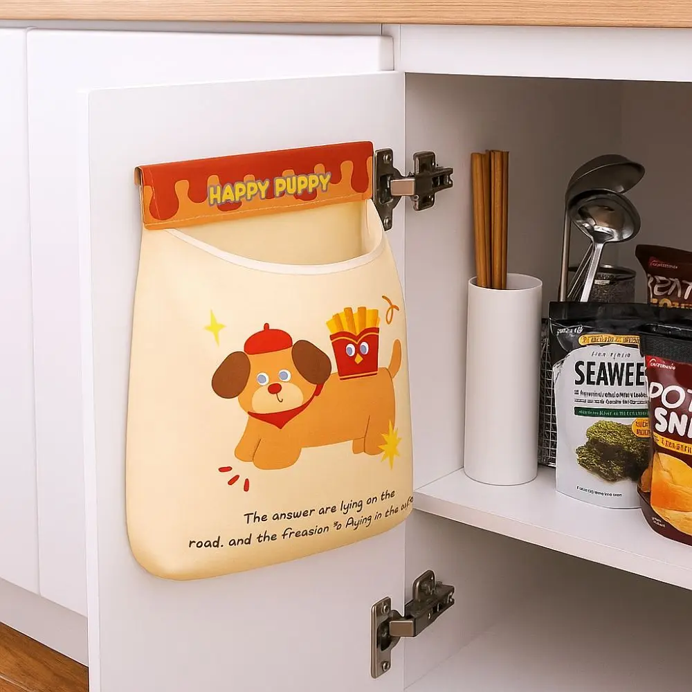 

2Pcs Wall Mounted Garbage Bag Storage Bag Large Capacity Reusable Cartoon Storage Bag Self Adhesive Underwear Socks Storage Bag