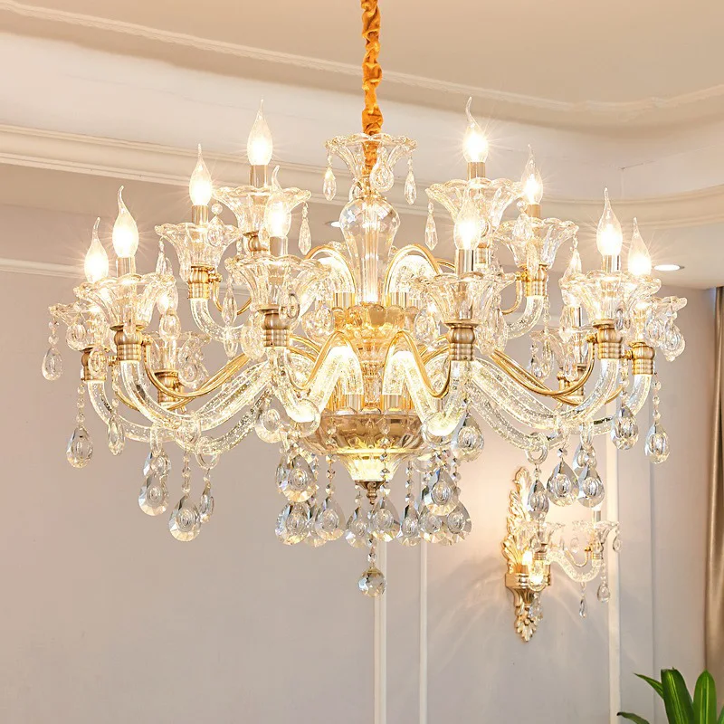 

European crystal chandelier luxury living room light dining room light bubble crystal tube light arm luminous fashion creative c