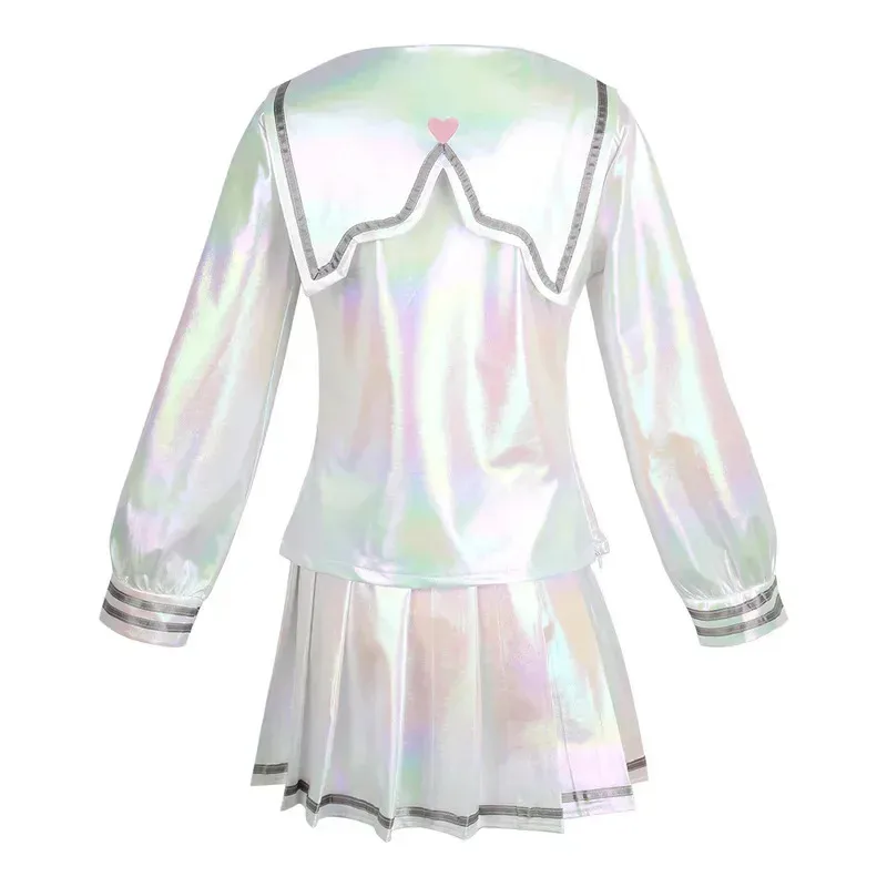 

Game NEEDY GIRL OVERDOSE KAngel Cosplay Costume Full Set of Clothing Sailor Suit Jk Uniform Laser Color Skirts Ribbon Wig † † dt