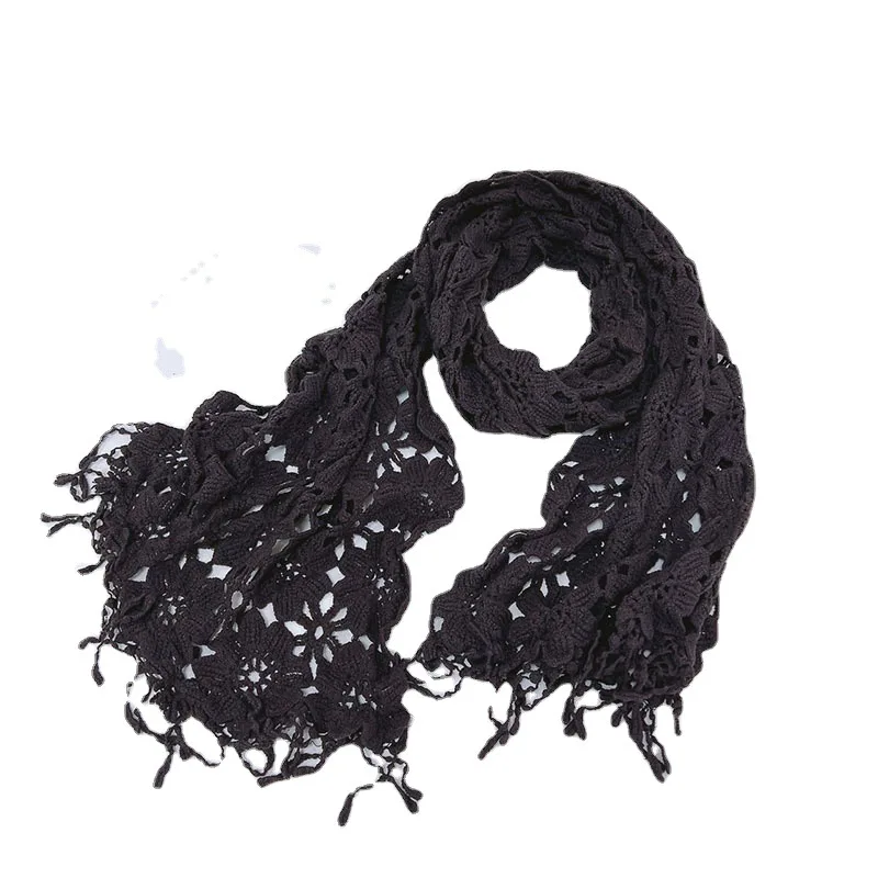 Sweet Spring And Autumn Lace Cotton Scarf Women\'s Knitting Soft Thin Small Shawl Winter Warm Scarves