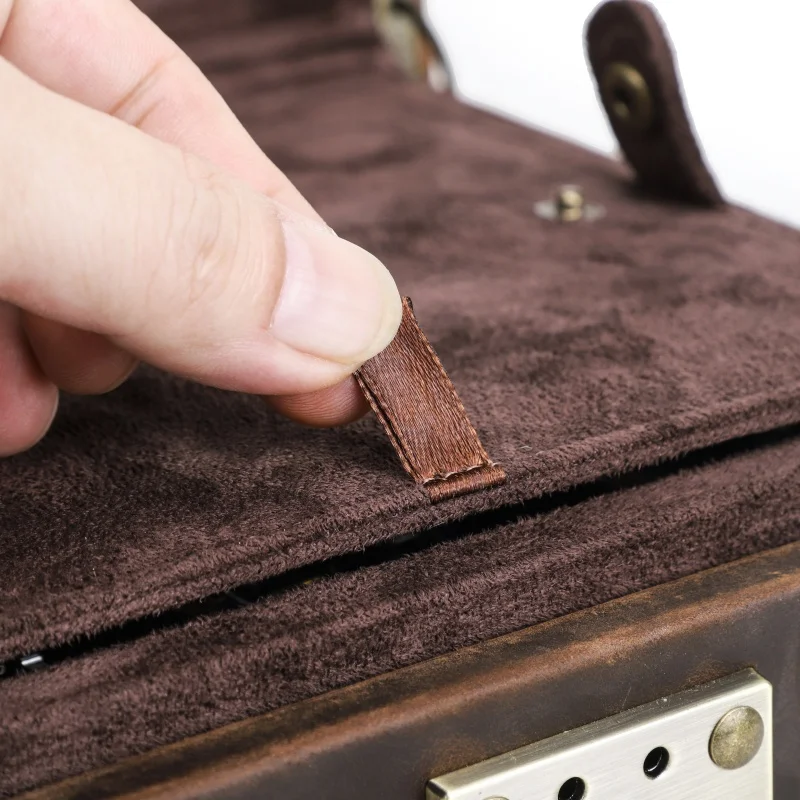 Classic Retro Rivet Watch Storage Case Box 6 Slots Watches Organizador Genuine Leather Watch Collection Case Customizable Logo