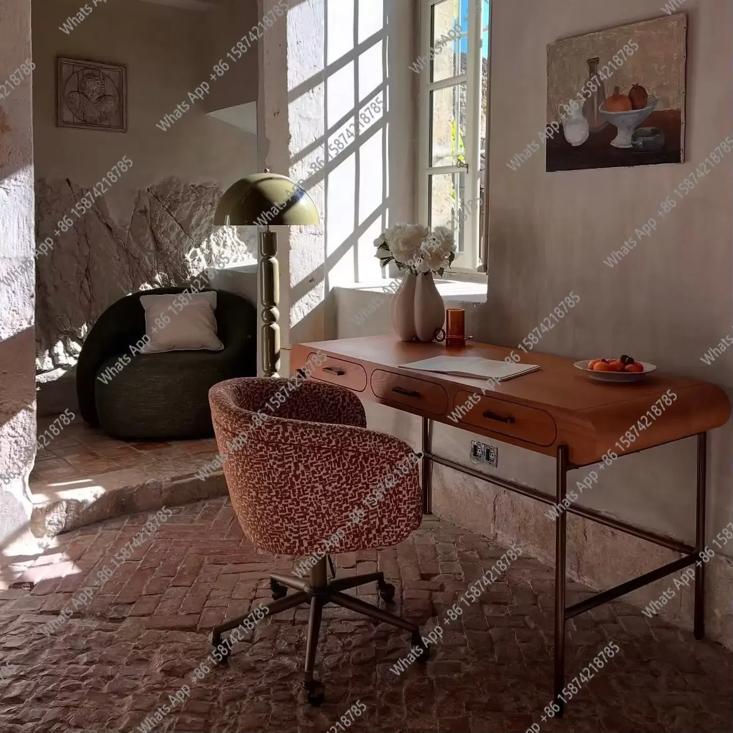 

C69 Французский домашний дизайнерский стол из цельного дерева в стиле ретро, учебный стол в бревенчатом стиле, стол премиум-класса для конференций