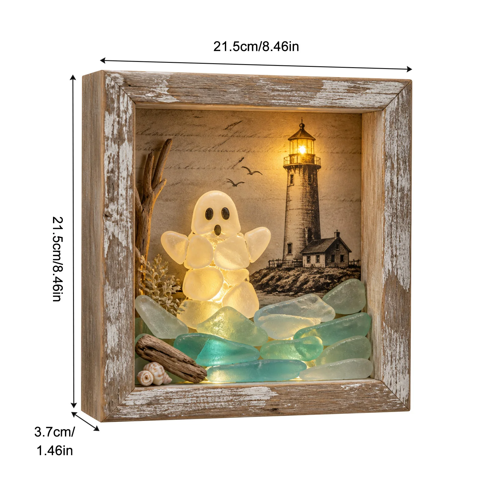 フォトフレーム LED装飾ナイトライト シーグラス付き ハロ - Lighting Room Decor Photo のレビューと価格
