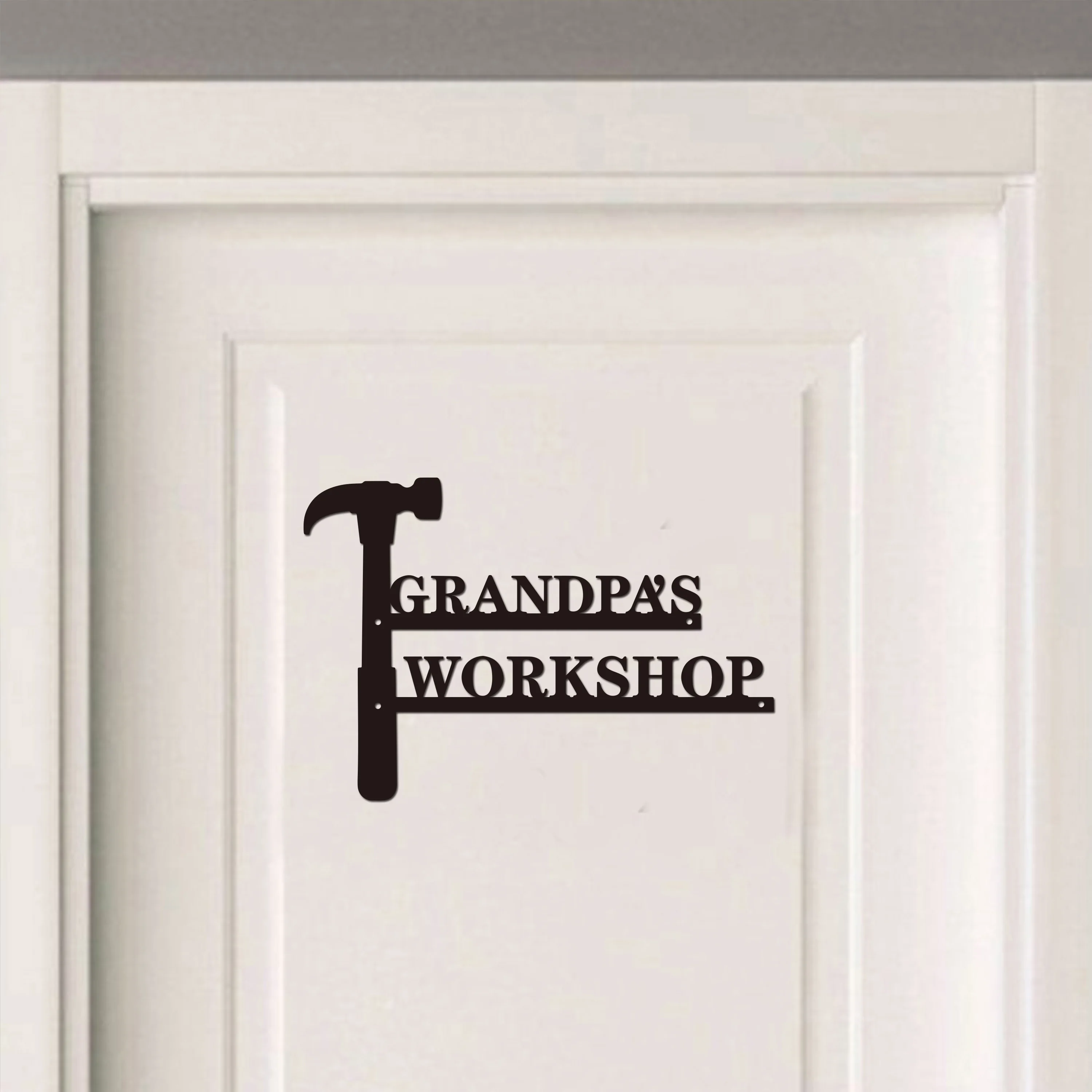 grandpa's workshop Metal Word Signs Black Art Wall Decor for Living Room Black Metal Wall Hanging Decor Farmhouse Wall Decor