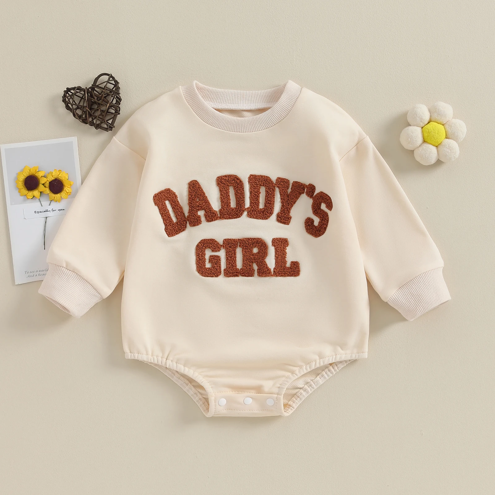 0-18M Baby Girls Romper Fall Spring Long Sleeve Crew Neck Letters Bodysuit Clothes for Casual Daily Fashion Wear