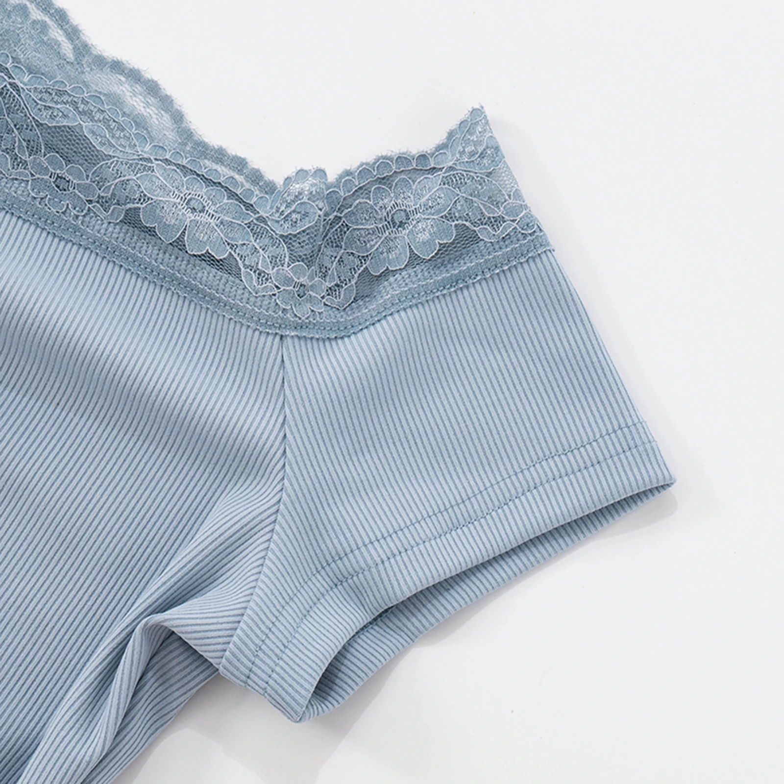 المرأة الدانتيل المرقعة قبالة الكتف قمم سليم صالح Ruched قصيرة الأكمام المحاصيل قمصان عارضة الصيف الشارع الشهير للاستخدام اليومي في الهواء الطلق #6