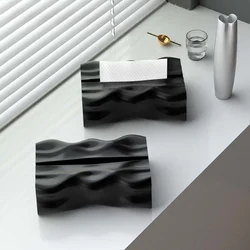 Luxury Ins Tissue Box Household Vintage Black Resin Tissue Holder Living Room Paper Box Creative Coffee Table Desktop Ornament