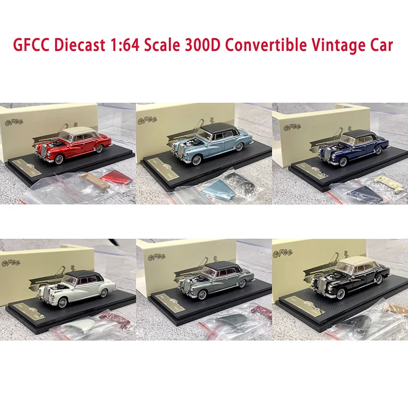 GFCC Diecast 1:64 escala 300D Convertible Vintage coche aleación simulación coche modelo colección recuerdo exhibición adornos regalo