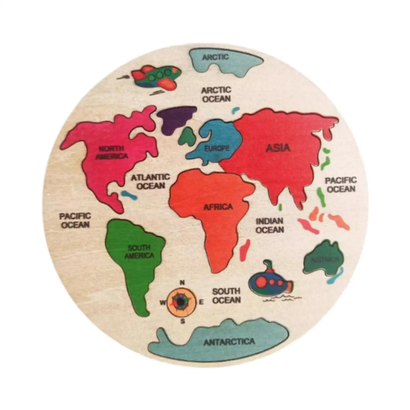 Wooden 7 Continent World Puzzle for Boys And Girls Children