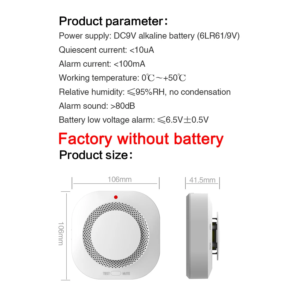Tuya WiFi ذكي إنذار الدخان المنزلية أجهزة استشعار دخان الحريق الهاتف المحمول APP إشعار تحذير المطبخ غرفة نوم مستودع