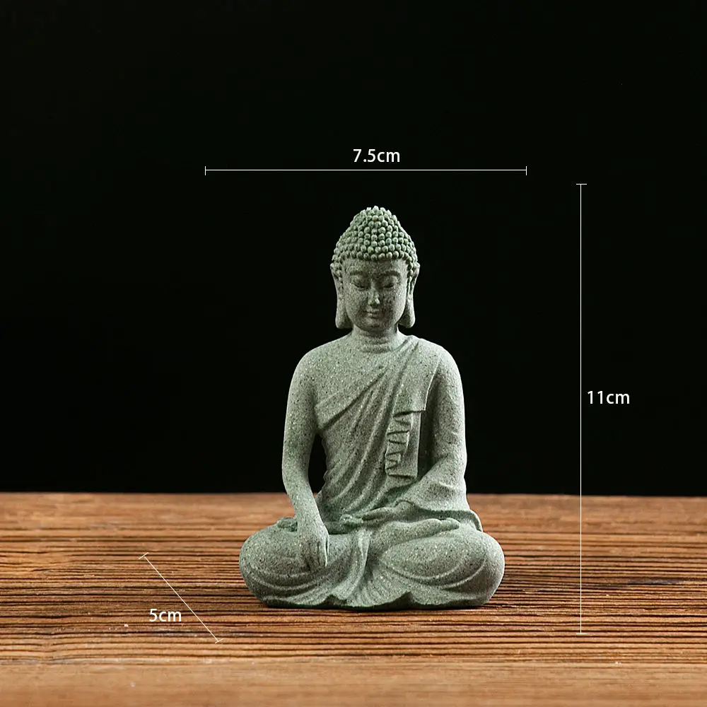 Small Buddha Figurine Sandstone Sculpture Zen Ornament Home Decor For Aquarium Landscape Office Tabletop Art Crafts