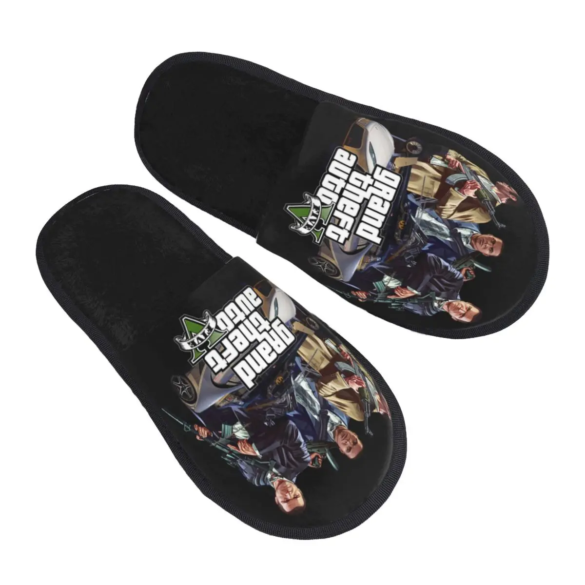 Zapatillas de casa con estampado personalizado Grand Theft para mujer, zapatos suaves y cálidos de espuma viscoelástica para el juego GTA, calzado esponjoso para interiores y exteriores