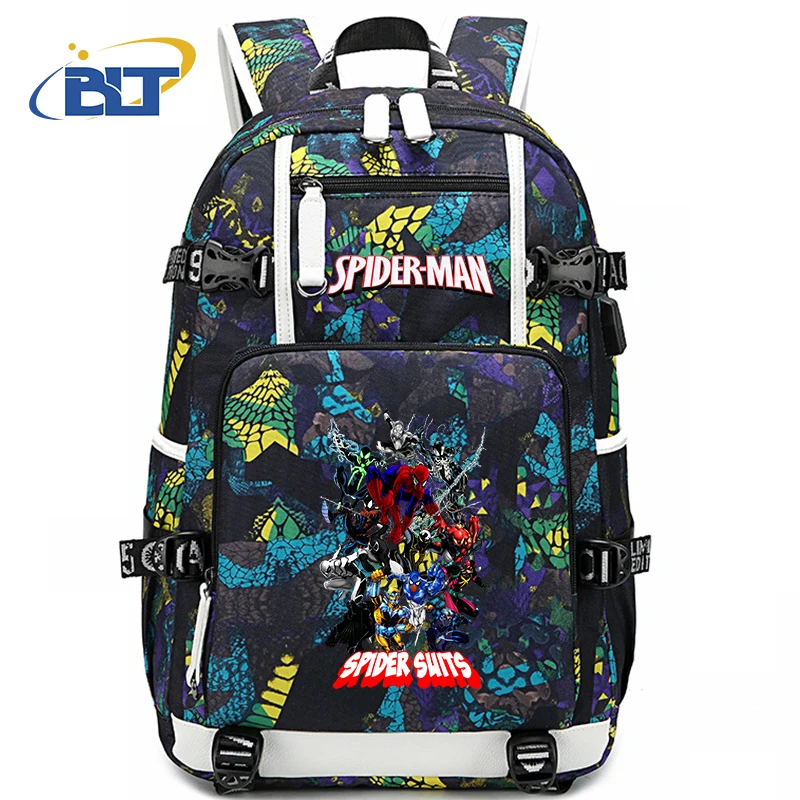 Spiderman print youth backpack student schoolbag kids travel bag for boys and girls