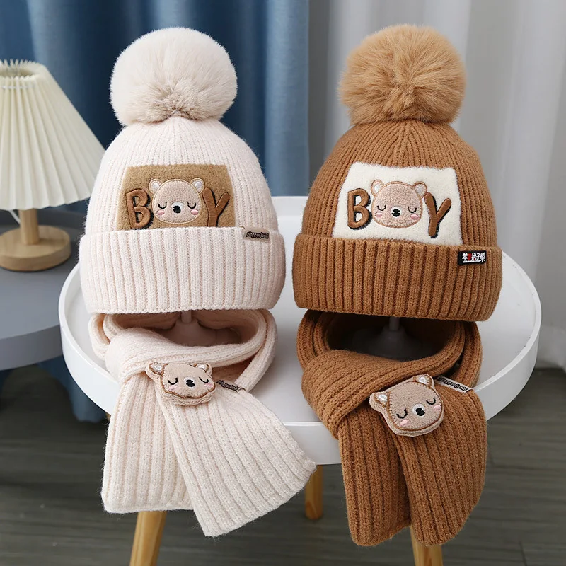 

Head Cap Hugger Toque Stocking Watch New Autumn Winter Hat Boy Woolen Girl Knitted Embroidered Children Scarves 8M124