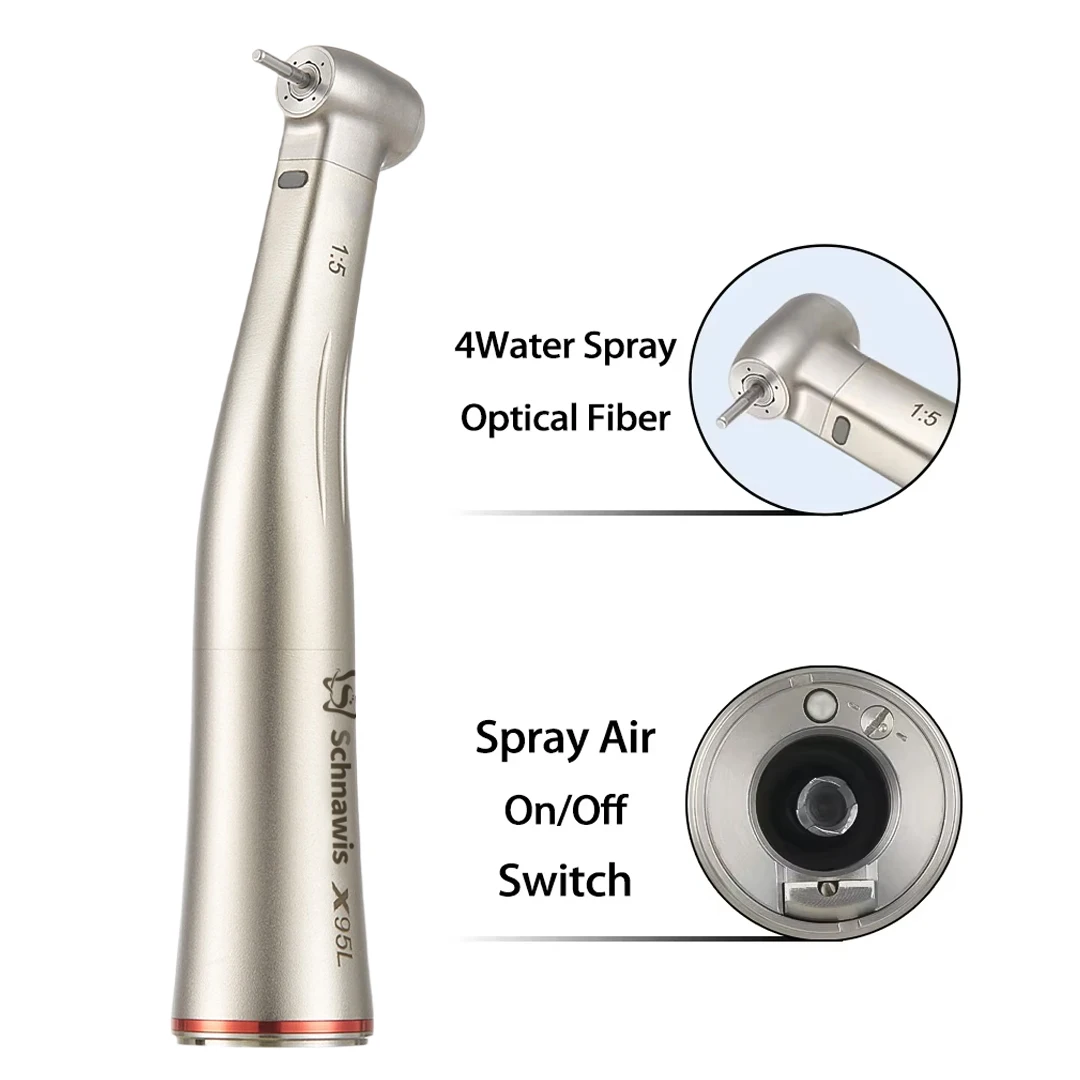 Push Button Dental 1:5 Erhöhen Sie die Geschwindigkeit Handstück für NSK-Lager Winkelstück Handstück Spray Air On/Off-Schalter Faser Roter Ring