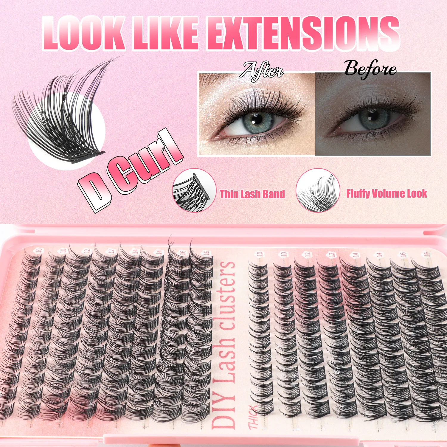 392/600Cluster Eyelashes Colorful False Eyelashes Halloween Cosplay DIY Eye Makeup Tool For Women