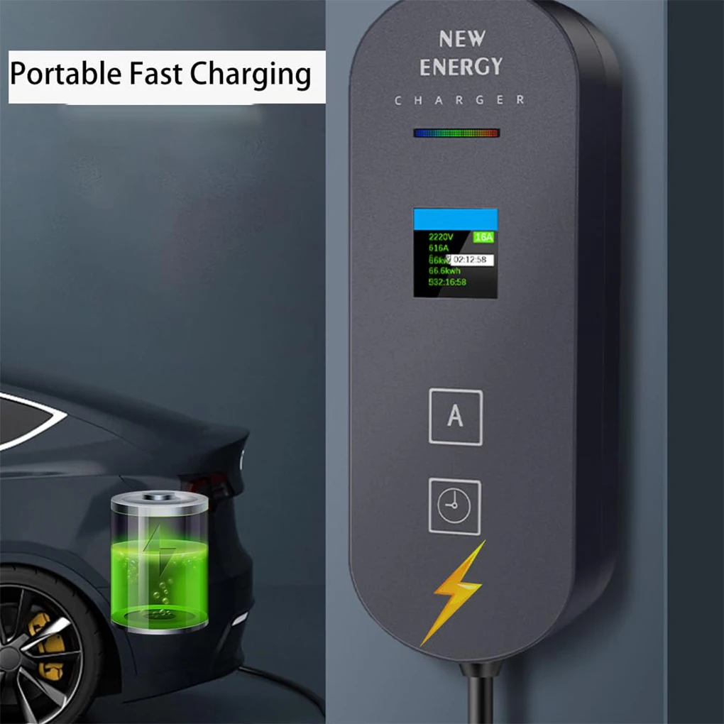 32A 7KW Type 2 EV Portable Charger 1Phase 5M Cable EVSE Charging Box Car Charger CEE 3PIN Plug for Electric Vehicle