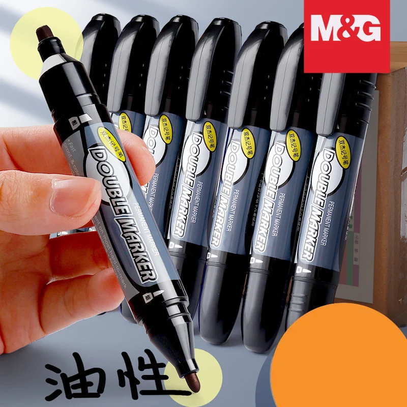 

Двусторонний маркер M&G, черная, на масляной основе, толстая и тонкая, с большой головкой, водонепроницаемая, без цветов, двусторонняя, большая, две, толстые, hea