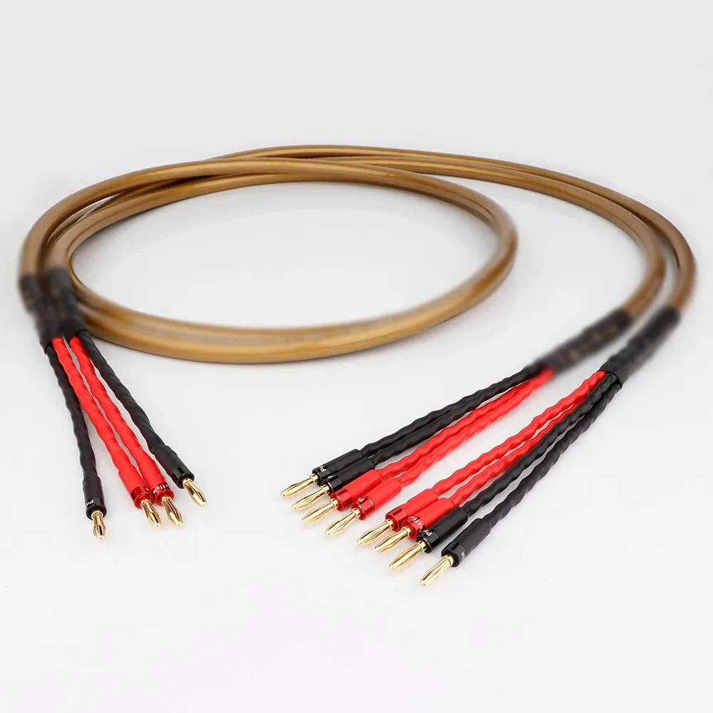 Paar Hexlink Luidsprekerkabel Golden Five 5-C 8Core OCC Koper Vergulde Banaan Naar Spade Plug Audio Luidsprekerkabel