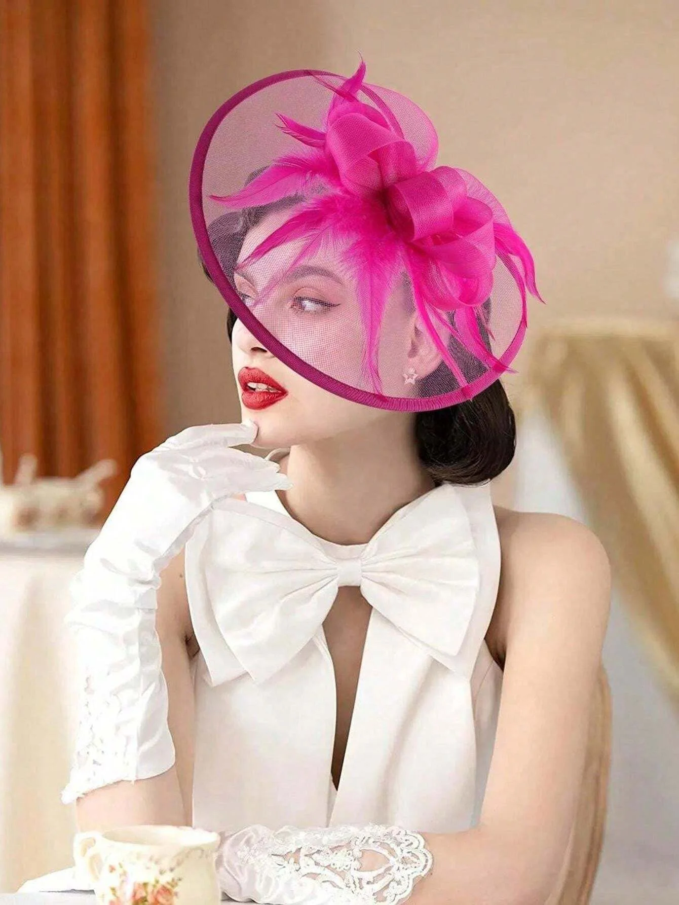 1Pc Fascinators Hats For Women Fancy Tea Party Hats 2024 Elegant 1950s Kentucky Derby Hats Hair Clip For Bride Wedding Party