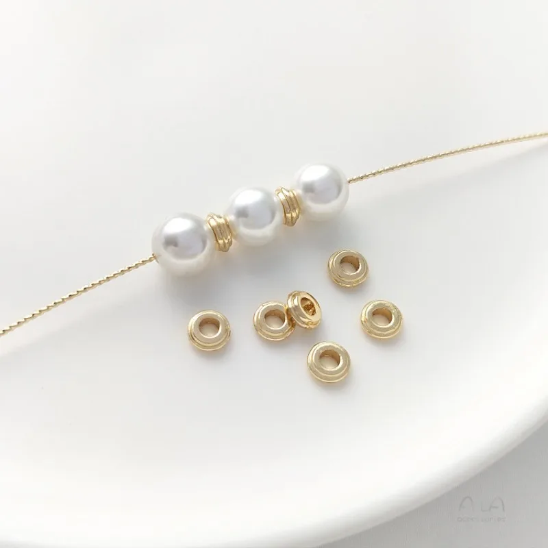 14K Gold Double Ring Twisted Spacer Beads, Color Retention, for DIY Bracelet Necklace Jewelry Making