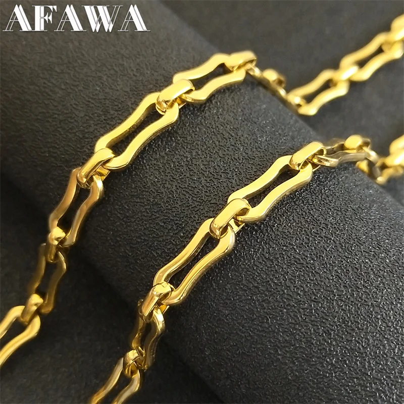 

Punk Rectangle Link Chain Necklace for Men Women Gold Color Stainless Steel Male Chains Choker Collar Unisex Rock Jewelry LT105