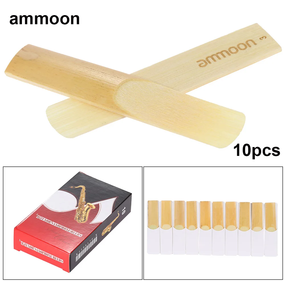 ammoon 10pcs Strength 1.5 / 3.0 Bamboo Reeds for Bb Tenor Saxophone Sax Instrument Accessories