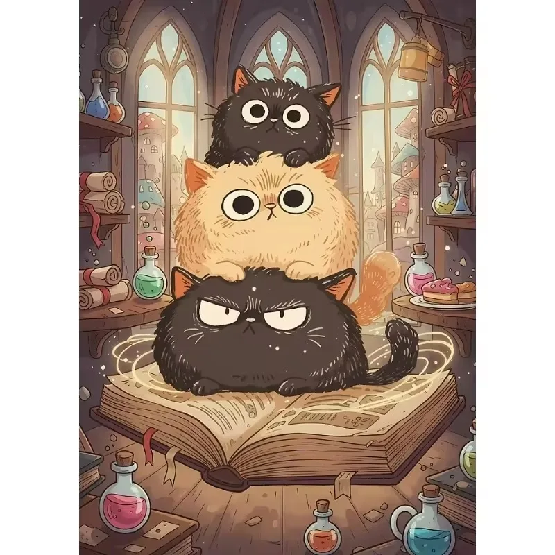 DIY Paint by Numbers Cute Animal Cooking Bear Cat Baking Dumplings for Adults Beginner Canvas Wall Art Home Decor Gift