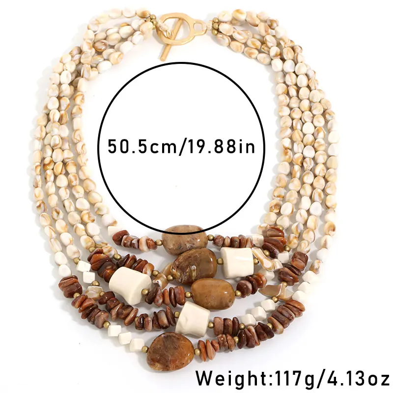 Statement-Halskette mit übertriebenen mehrschichtigen Perlen, handgefertigt für Damen, Hochzeit, Party, Schmuck – Detail 1