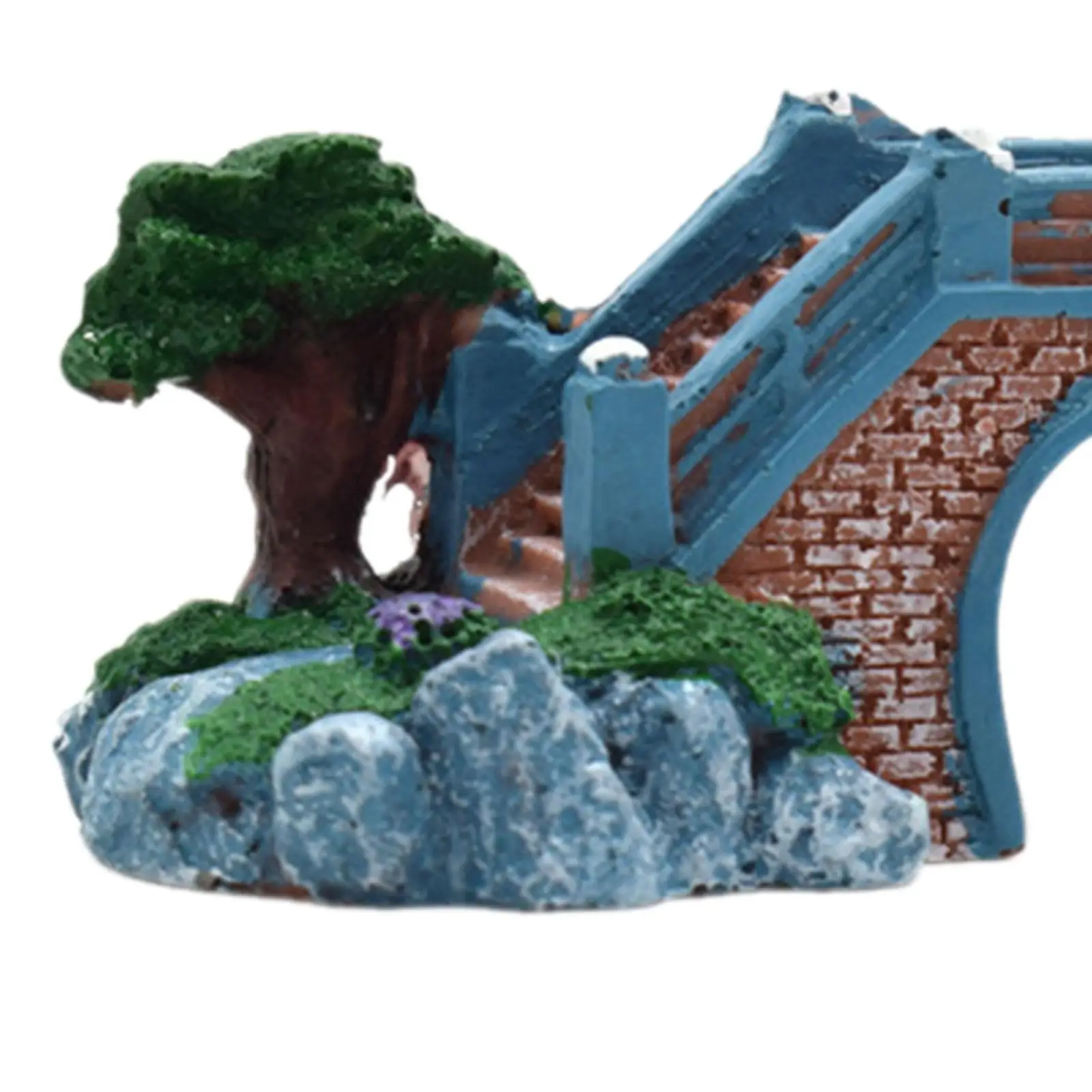 خزان الأسماك جسر مشهد الراتنج الحرف تمثال محاكاة جسر حوض السمك الحلي لحديقة ساحة شرفة الحديقة المشهد الصغير