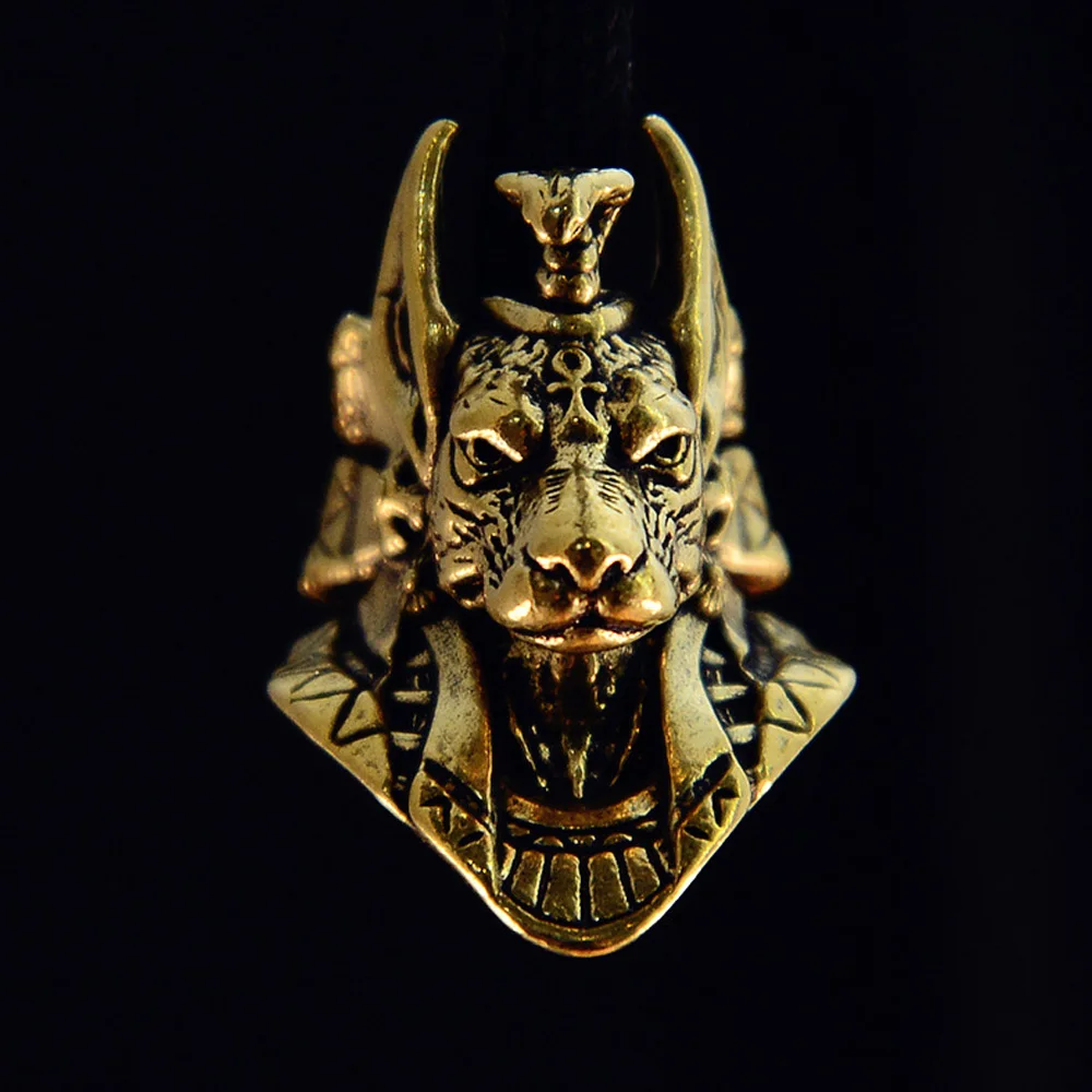 Brass Ancient Egyptian Reaper Anubis Statue Ornament DIY Hanging Decoration Collectibles Gift Car Desktop Home Decoration