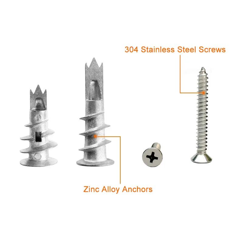 10-200Pcs Zinc Alloy Self-Drilling Drywall Anchor With Screws Kit Metal Anchor Expansion Screw Drywall Bolt Wall Plug with Screw