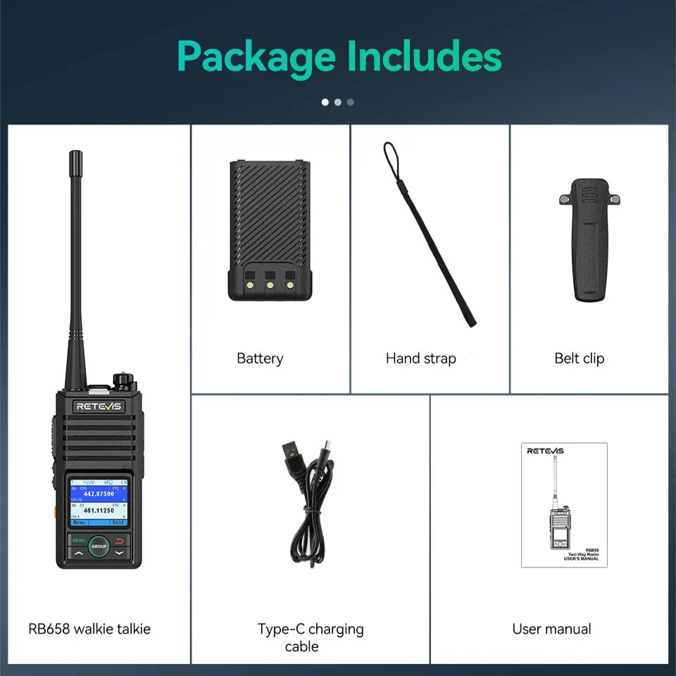 Retevis RB658 RB58 UHF Walkie-Talkies Bluetooth APP Programmierung KI-Rauschunterdrückung Walkie-Talkie Unterstützt iOS/Android für Hotels – Detail 13