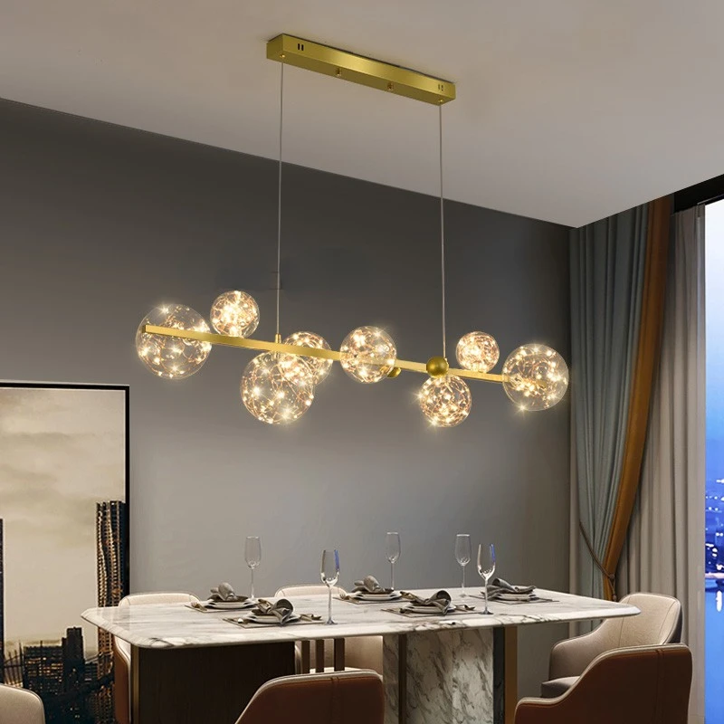 

Nordic Light Luxury Restaurant Chandelier New Simple Starry Model Bean Long Dining Table Dining Room Bar Pendant Lamp