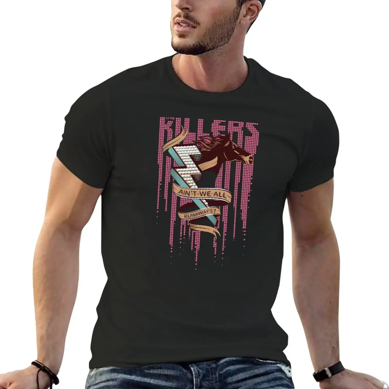 New The Killers We All Runaways T-Shirt shirts graphic tee heavyweights Aesthetic clothing anime figures Men's clothing