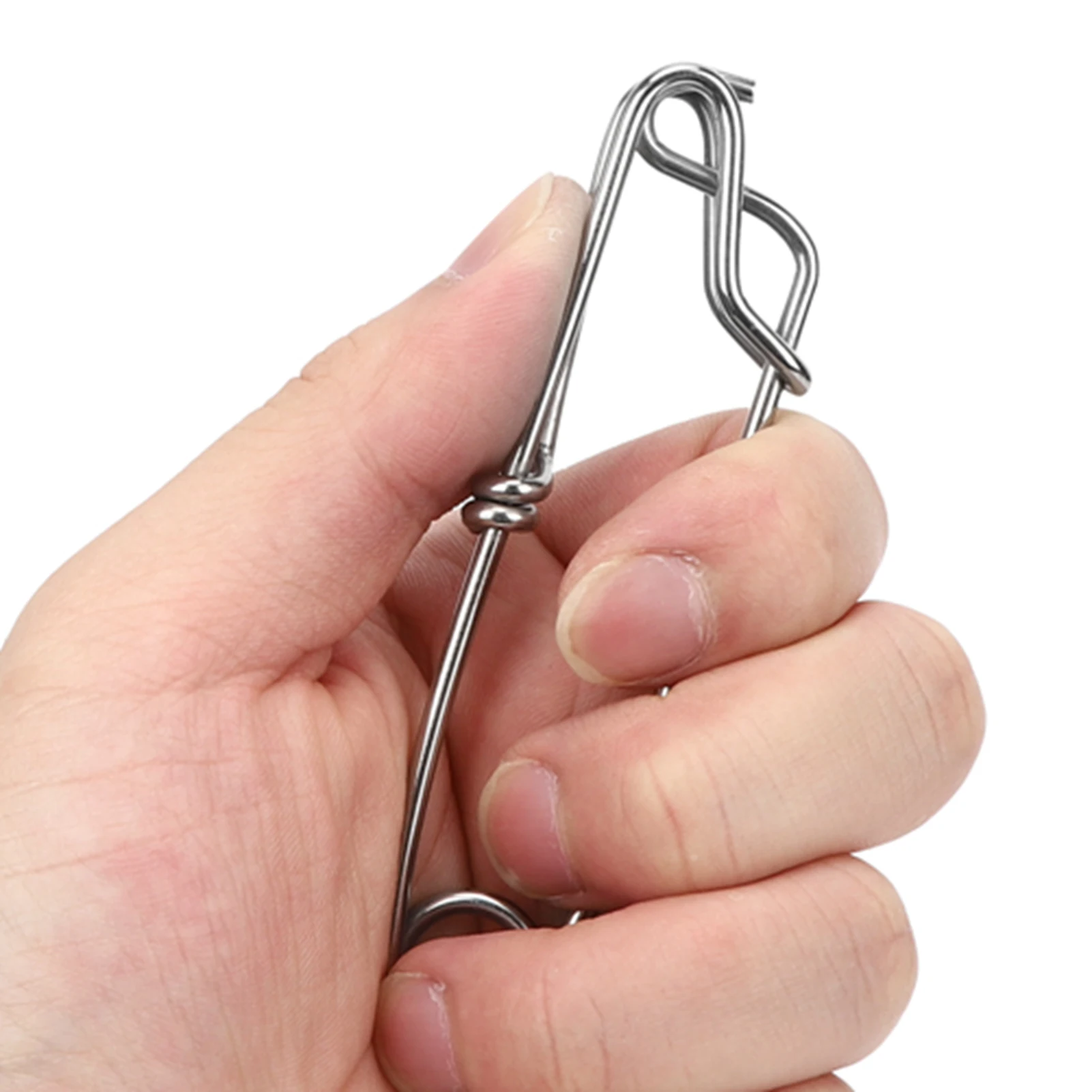 10 Stück Edelstahl-Longline-Snap-Clip, 2,6 x 100 mm, robuster Thunfisch-Clip für schwimmende Schnur zum Salzwasser-/Süßwasserangeln – Detail 2