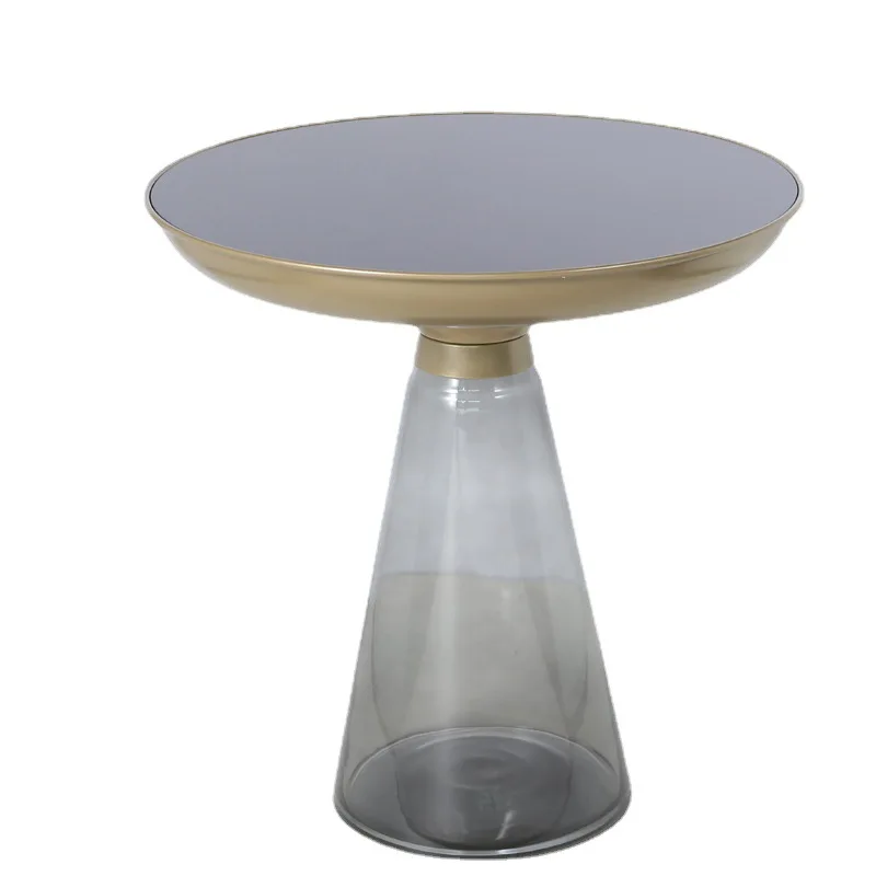 

Round coffee table, stained glass bell side table, sofa small corner table