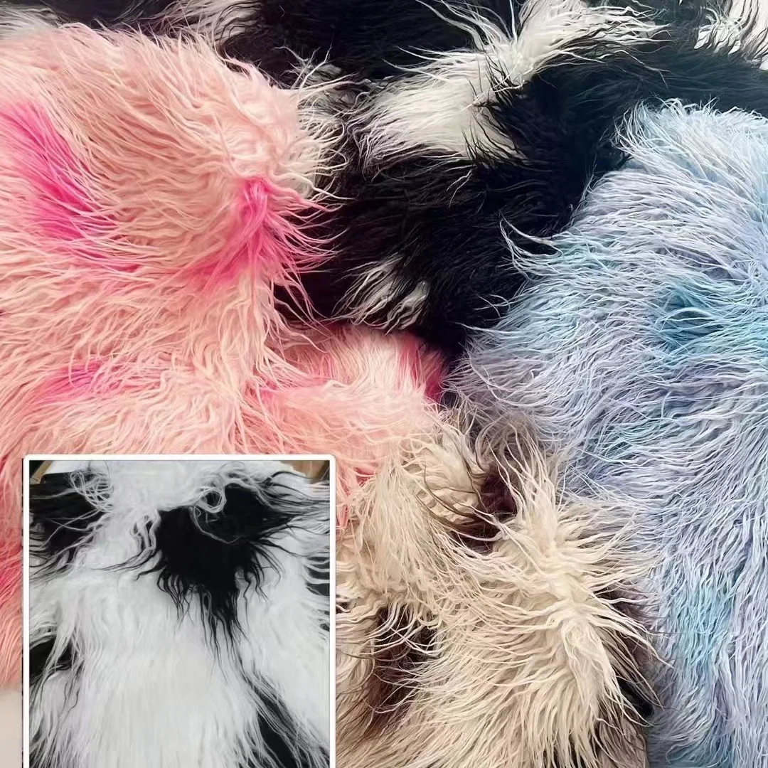 Faux Fur Long Pile 2 Tone Shaggy Jacquard Pattern Fabric,Cosplay, Boots, Caps, DIY Fur Fabric,160cm Wide, Sold by Yard