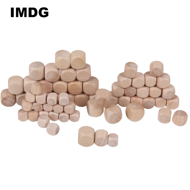 Foreign Trade Hot Sale Blank 1-6 Cm Dice Wooden Six-sided Sieve Color  Rounded Corners