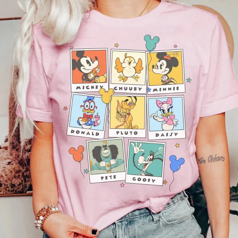 

Лето 2022, новинка «Втеча Микки и Минни» на железнодорожном путешествии, ничего не можете остановить нас сейчас, рубашка для фотогруппы, модная рубашка