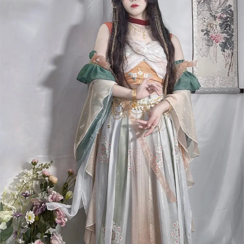 Hanfu ชุดตะวันตกสำหรับผู้หญิงสไตล์แปลกใหม่