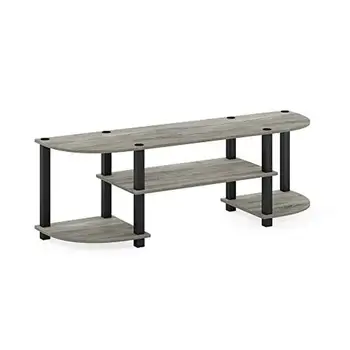 Szerokie centrum rozrywki telewizyjnej stojak do przechowywania Cal Panel płaski ekran dębowo szaro-czarny wytrzymały łatwy montaż 47,25x13,4x15,9