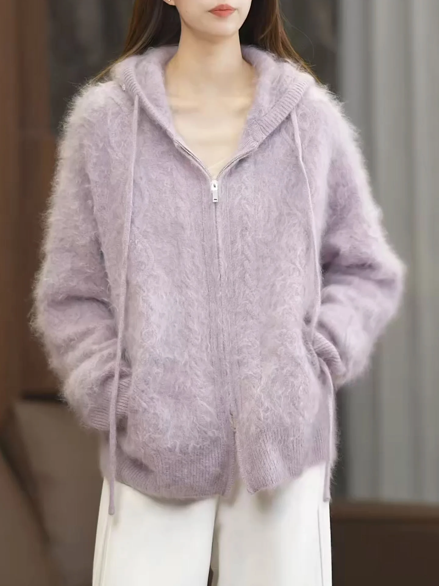 

Мягкий повседневный фиолетовый трикотажный топ с капюшоном, облегающий, больших размеров, модный, осенне-зимний, новый, в корейском стиле, комфортный...