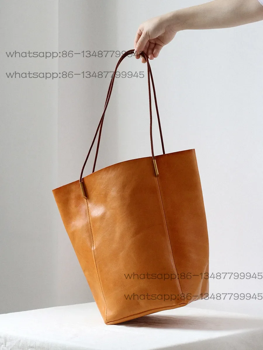 

Retro Original Simple Cowhide Tote Bag Large-capacity Shopping Bag Literary and Light Leisure Bag