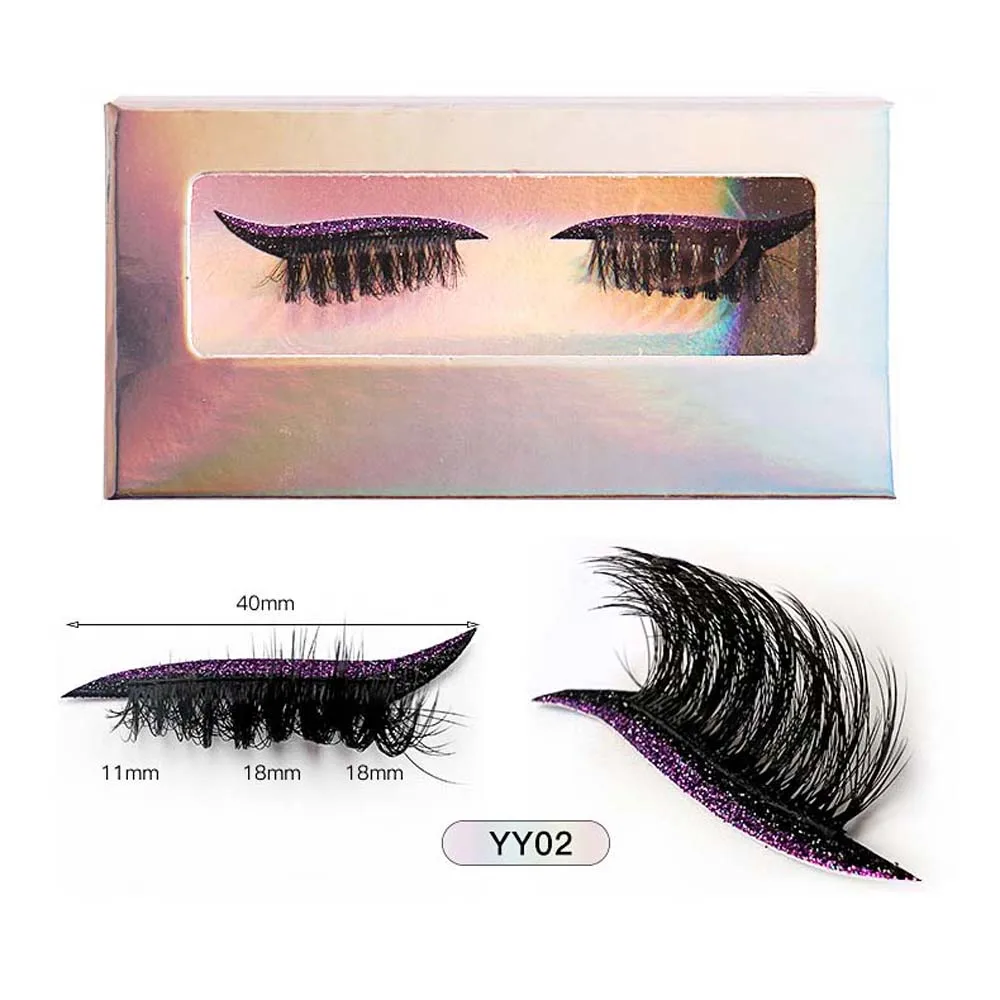 Ombre à paupières cils couleur ombre à paupières faux cils Extension 3D individuel auto-adhésif faux cils maquillage bricolage